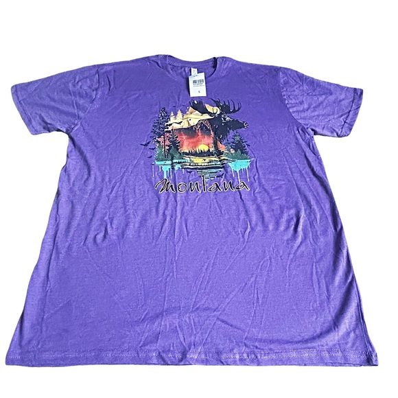 circle clothing Tops - Montana Moose Scenic Graphic Tee Purple Size L NWT